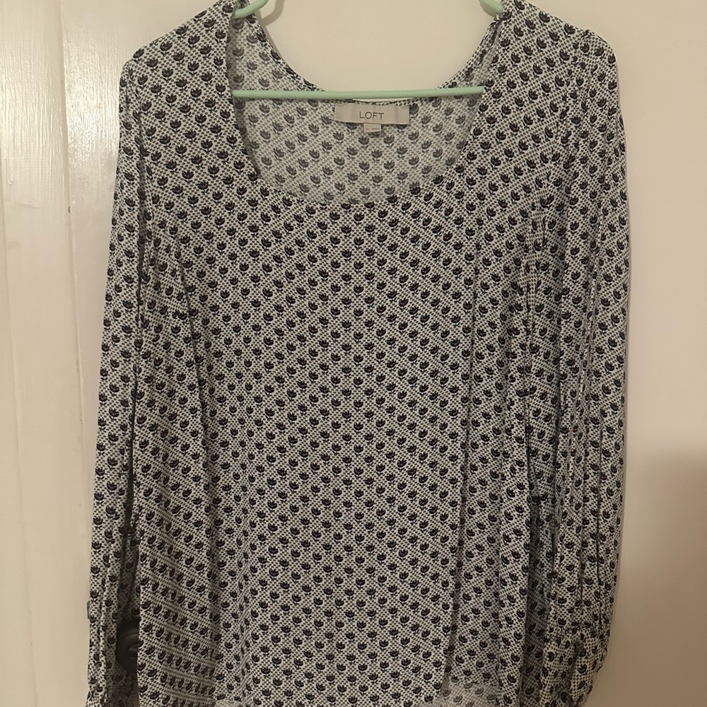 LOFT Monochrome Geometric Blouse